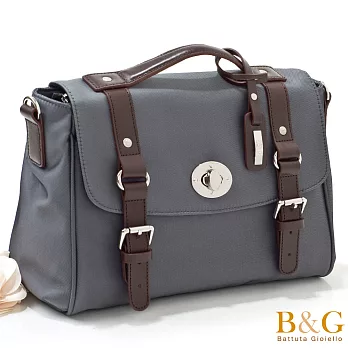 【B&G】法式克萊兒銀光轉釦三用包(光澤灰)