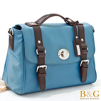 【B&G】法式克萊兒銀光轉釦三用包(蔚海藍)