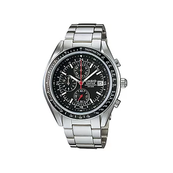 CASIO EDIFICE 勁速遨遊三環計時運動錶(黑)