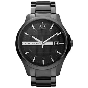 A|X Armani Exchange 城市旅人格紋紳士腕錶(黑)