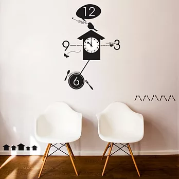 《Smart Design》創意無痕壁貼◆咕咕鐘四色可選 (含時鐘機芯) 質感黑