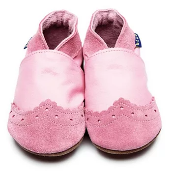 英國製Inch Blue，真皮手工學步鞋禮盒-Brogue-Baby Pink(6~12M)