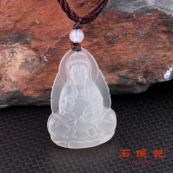 石頭記 典藏優雅星光白玉髓-座觀音項鍊星光白玉髓
