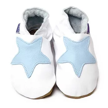 英國製Inch Blue，真皮手工學步鞋禮盒，Starry-White/Baby Blue(12~18M)