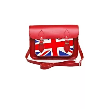 Zatchels 13吋英國國旗皮革劍橋包紅色