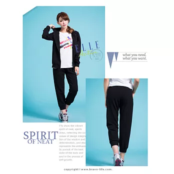 ELLE Active 七分休閒褲_黑M黑色