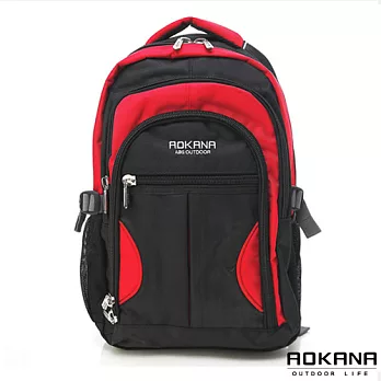 AOKANA奧卡納 護脊輕量防潑水電腦後背包 (紅X黑) 68-023