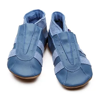 英國製Inch Blue，真皮手工學步鞋禮盒，Sports-Mid Blue(12~18M)