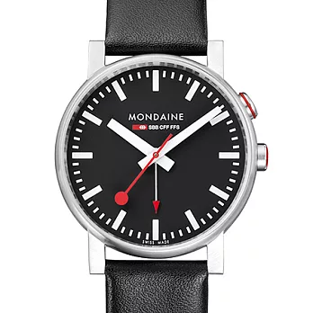 MONDAINE 瑞士國鐵40mm鬧鈴腕錶-黑面