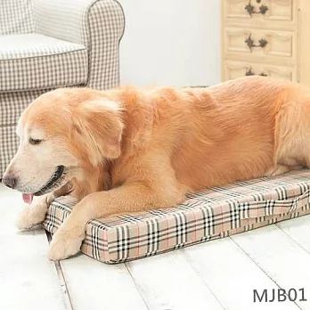 【Soarbed 】大墊買一組再送一個外套-寵物高密度泡棉床 (卡其格紋) 貨號MJB01卡其格紋