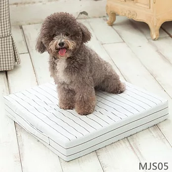 【Soarbed 】小墊買一組再送一個外套-寵物高密度泡棉床(白底水藍黑條) 貨號MJS05白底水藍黑條