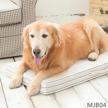 【Soarbed 】大墊買一組再送一個外套-寵物高密度泡棉床 (白底卡其黑條) 貨號MJB04白底卡其黑條