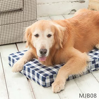 【Soarbed 】大墊買一組再送一個外套-寵物高密度泡棉床(藍白格) 貨號MJB08藍白格