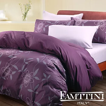 【Famttini-沉靜風姿.紫】雙人精梳棉六件式被套床包組
