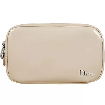 Dior 迪奧 絕色簡約漆皮化妝包(灰咖啡)