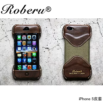 ROBERU 《日本手工》iPhone 5 皮套-棕綠