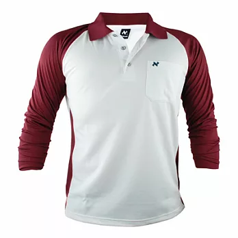 【遊遍天下】男款運動休閒抗UV吸濕排汗機能POLO長衫NL006L白/紅