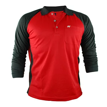 【遊遍天下】男款運動休閒抗UV吸濕排汗機能POLO長衫NL006L紅/黑
