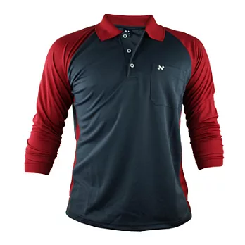 【遊遍天下】男款運動休閒抗UV吸濕排汗機能POLO長衫NL006L鐵灰/暗紅