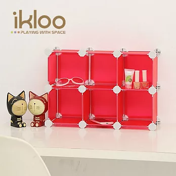 【ikloo】輕巧迷你6格收納櫃/組合櫃-5.8吋(4色可選)桃花紅