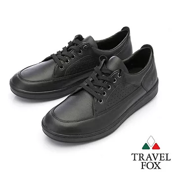 Travel Fox 柔軟皮革休閒鞋912802-01-35黑色
