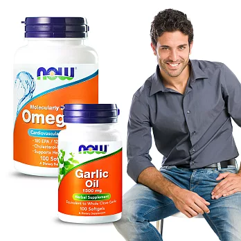 NOW健而婷－強身代謝套組(Omega-3深海魚油+大蒜精)