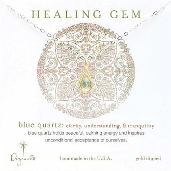 【Dogeared】美國品牌Healing Gem祈願精緻水滴誕生石K金項鍊~藍水晶20吋