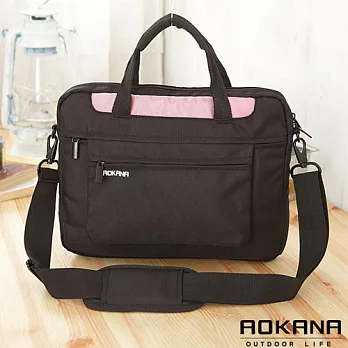 AOKANA奧卡納 11吋輕量防潑水平板電腦側背包 公事包 (黑/粉) 06-130