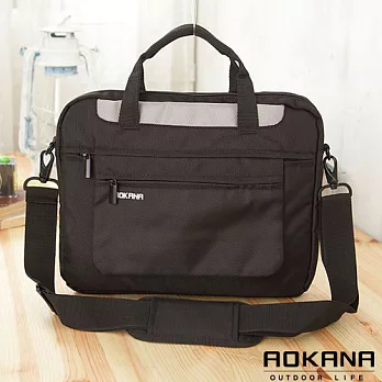 AOKANA奧卡納 11吋輕量防潑水平板電腦側背包 公事包 (黑/灰) 06-130