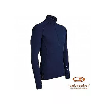 Icebreaker 男 彈性素面半開襟長袖上衣(藍色)XL藍色