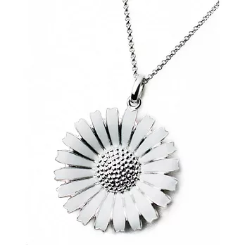 Georg Jensen Daisy 純銀+白法瑯雛菊項鍊-3.3cm