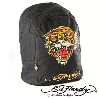 ED Hardy 水鑽虎王雙層大背包-黑色