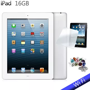 NEW IPAD 4(台灣公司貨) Wi-Fi 版 16GB+保護貼 贈送水鑽耳機防塵塞白