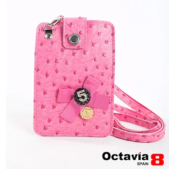 【Octavia 8】NO5.駝鳥點點手機隨身袋 - 禮物粉