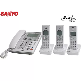 名稱 SANYO 三洋 2.4G長距離數位子母3手機無線電話DCT-8906-3 [白色]白色