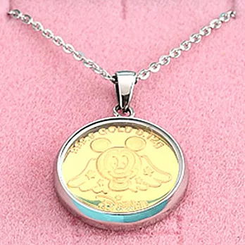Disney迪士尼金飾♥天使米奇♥黃金金幣項鍊音樂盒
