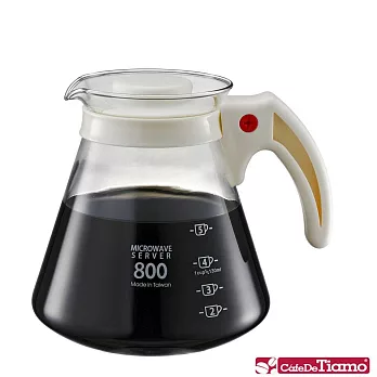 CafeDeTiamo 耐熱玻璃壺【塑膠把手】800cc (白色) HG2222 W