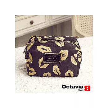 【Octavia 8】我愛KISS大鐵片澎澎萬用尼龍包 - 吻黑