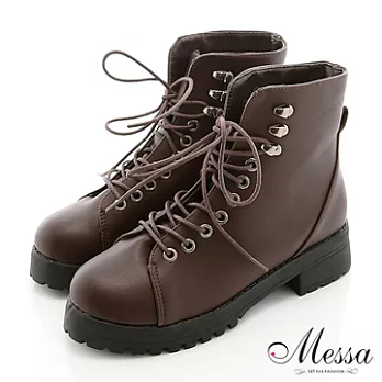 【Messa米莎】超人氣帥氣英倫風馬丁靴-35咖啡色