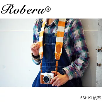 ROBERU 《日本手工》六式帆布背帶-橘