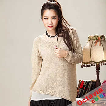 【OCTAVIA COLOR】DOUBLE性感倒V透紗背 晶亮針織衫 - 感性膚