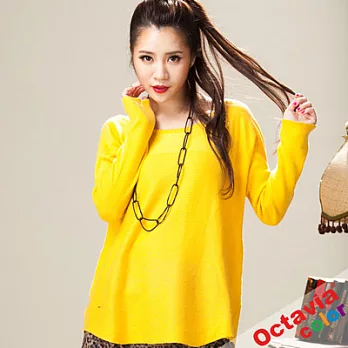 【OCTAVIA COLOR】不簡單 純淨高彩度針織衫 - 小玉黃