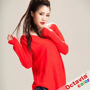 【OCTAVIA COLOR】不簡單 純淨高彩度針織衫 - 西瓜紅