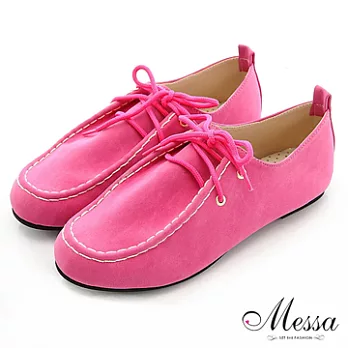 【Messa米莎】(MIT)魅力俏皮縫線綁帶休閒鞋-35桃紅色
