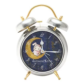 San-X 魔幻馬戲團星月劇場系列金屬雙鈴鬧鐘。銀