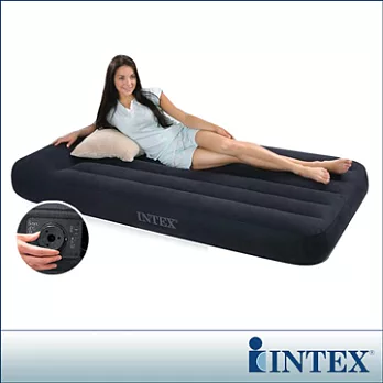 【INTEX】舒適型內建電動幫浦充氣床墊-單人加大-寬99cm-有頭枕