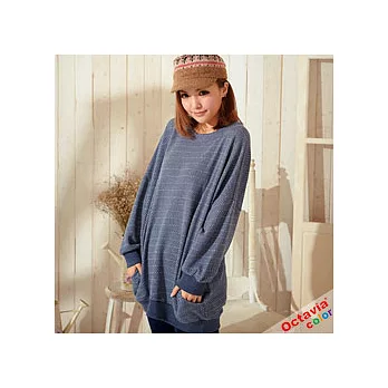 【Octavia color】愛生活派。雙口袋寬版大T - 淺藍灰