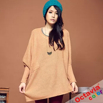 【OCTAVIA COLOR】CROSS 斜版垂袖針織上衣 - 蛋糕色