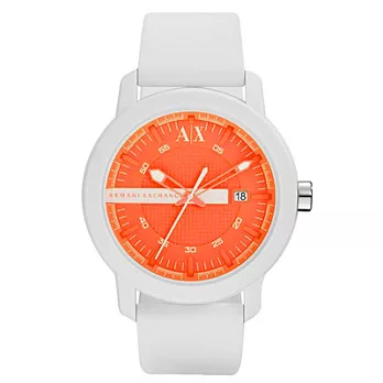 A|X Armani Exchange 城市旅人格紋紳士腕錶(螢光橘/膠帶)