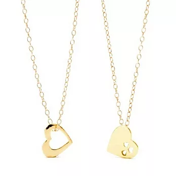 【GORJANA】美國品牌~Friendship Heart Necklace Set簍空&實心愛心鑲18K金雙項鍊套組